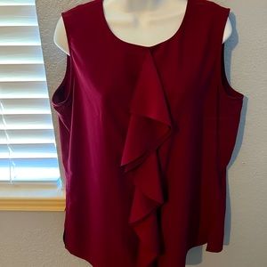 **3 for $30** Liz Claiborne burgundy ruffle front top in good used condition.